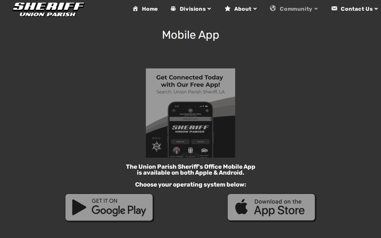 Official Union Parish Sheriff mobile app information page
