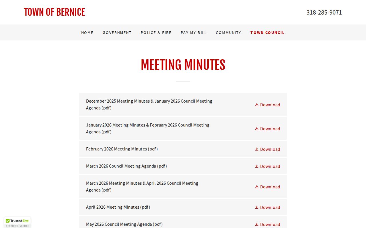 Union Parish municipal council criminal records routing example
