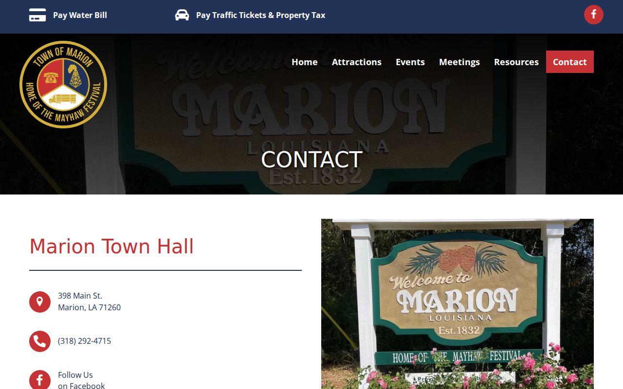 Union Parish Marion police criminal records contact